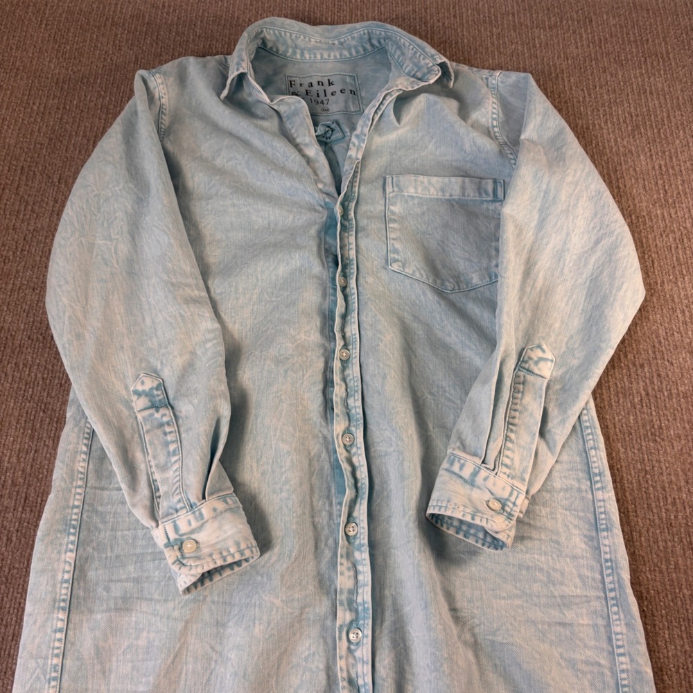 Frank & Eileen Stonewash French Blue Rory Maxi Shirtdress Women's Size XXS
